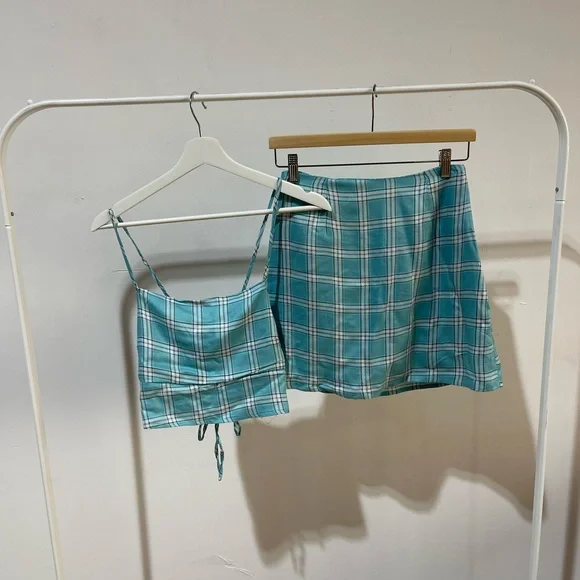 Rue 21 Blue Plaid Skirt Set